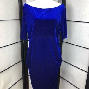 ASOS Curve Royal Cobalt Blue Velvet Wiggle Dress Size 16